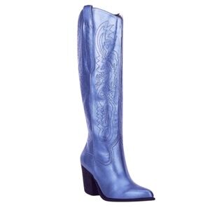 NEW GB Gianni Bini Butter-fly Metallic Cowgirl Western Leather Boots